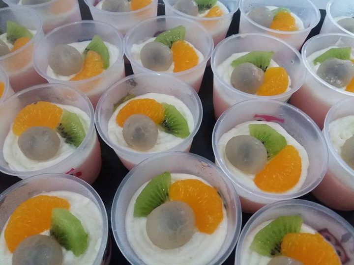 Resep Silky puding buah Anti Gagal