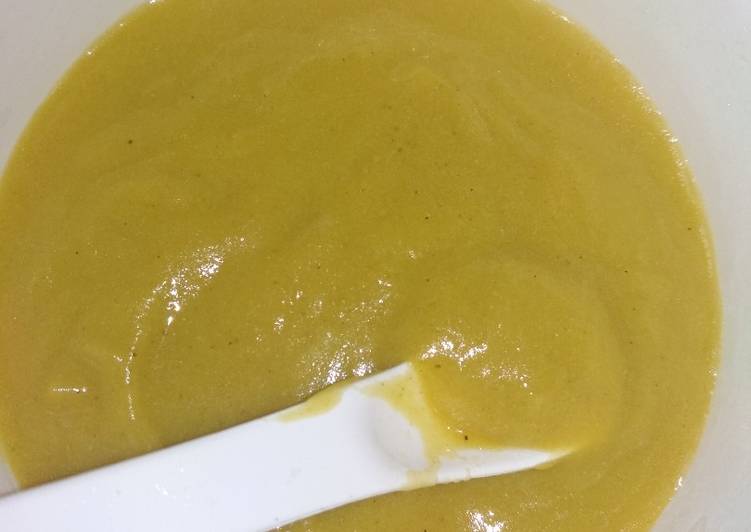 Menu 4* labu kuning, kentang, telur puyuh, kacang panjang (6mo)