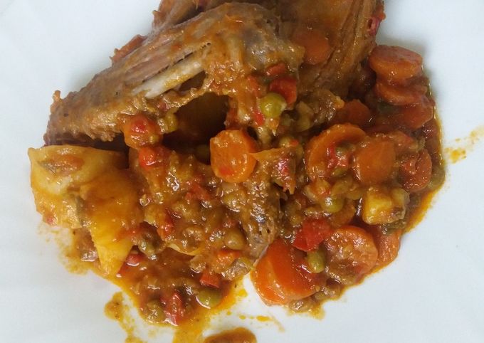 Estofado de pato con verduras