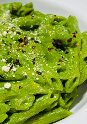 A picture of Silken Tofu and Spinach Penne.