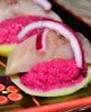 Закуска с картофелем, сельдью и маринованным луком