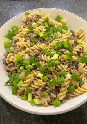 A picture of Beef Stroganoff.