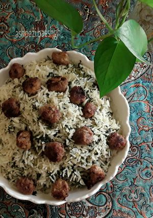 عکسی از دستور اسفناج پلو یه غذای سنتی 😋