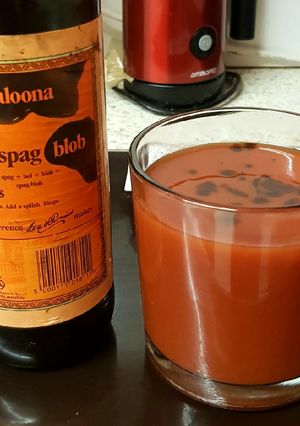 A picture of Tomato Juice with Worsesterhire Sauce. 😉.