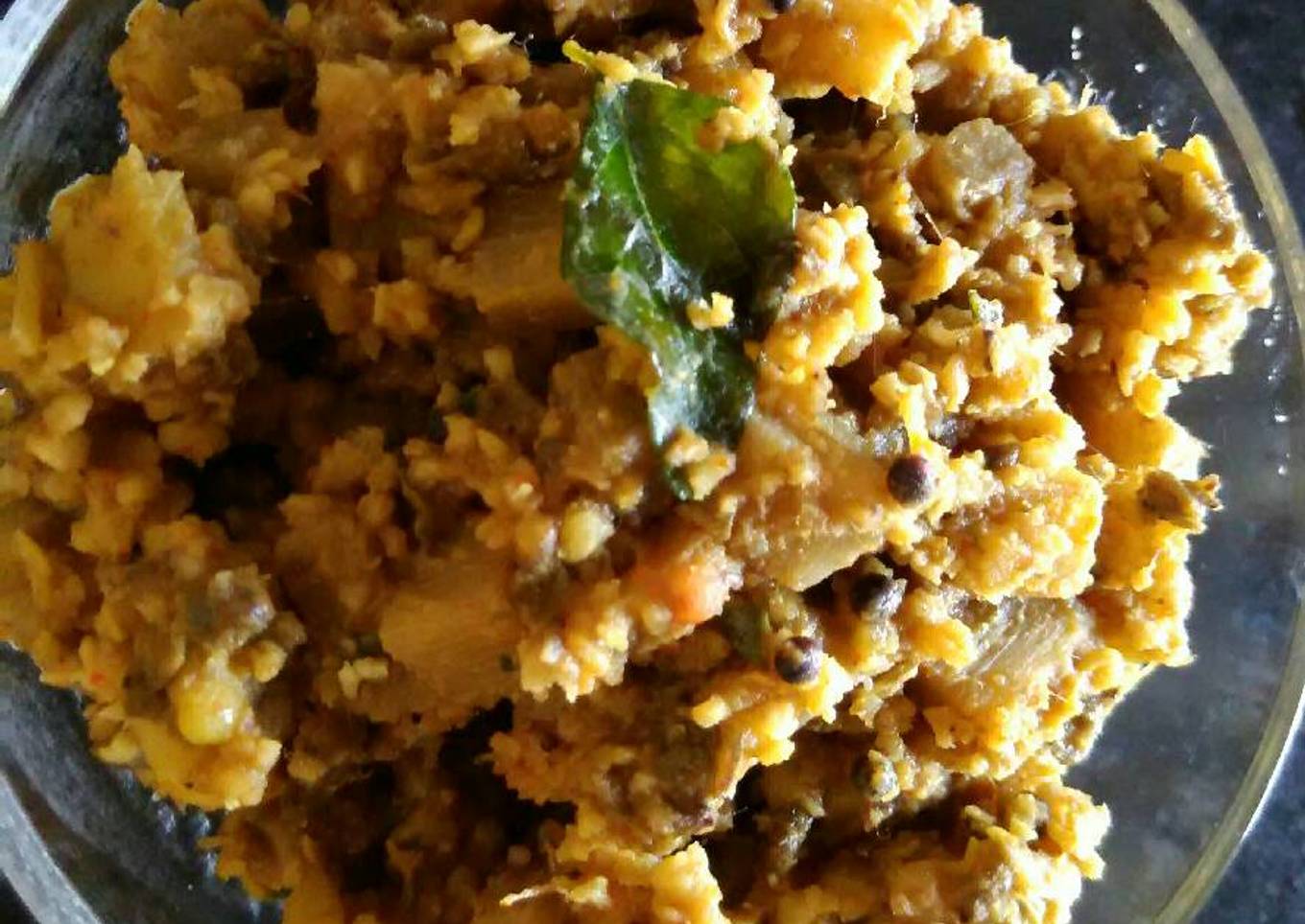 Banana stem and moong thoran (Kerala recipe)