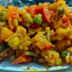 A picture of Cauliflower peas and potato sabzi.