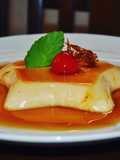 Flan de vainilla sin huevo, con caramelo de cítricos