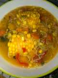 Sopa de vegetales con cabello de ángel 😋