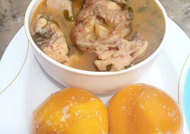 Steps to Make Award-winning Nsala soup with chicken &amp; cat fish