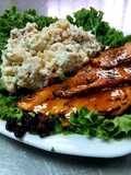 Pechugas de pollo en salsa de naranja y ensalada Waldorf