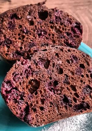 Une photo de Gâteau au chocolat et myrtilles à la vapeur !!!