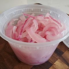 A picture of Pickled Red Onions.