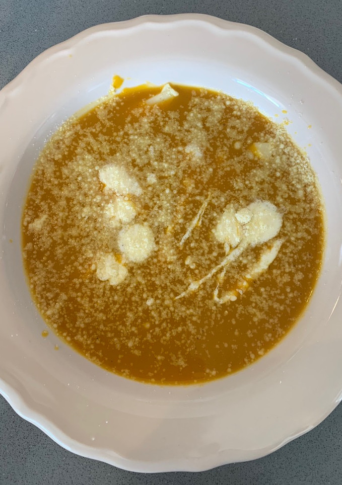 Una foto de Sopa Crema de Zapallo Japonés, Zanahoria y Boniato