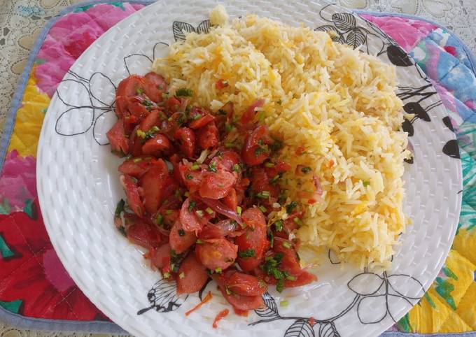 Carrot rice with mini bite stew