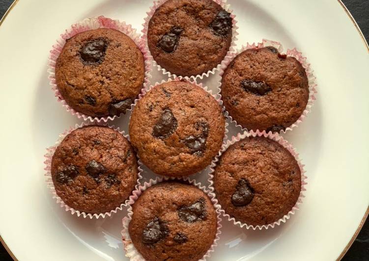 Langkah membuat Choco Banana Muffin mantap