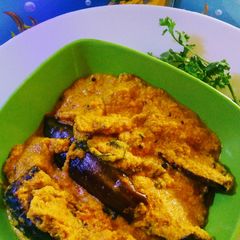 A picture of Begun posto(brinjal with poppy seeds).