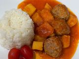 كفتة مع البطاطس والرز الابيض