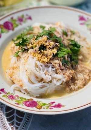 รูปของ ขนมจีนน้ำยากะทิเนื้อปลา