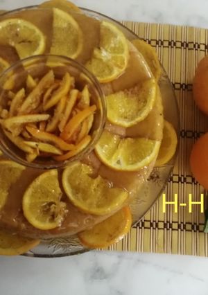 صورة لوصفة كيكة البرتقال بحشوة كسترد الشوكولا