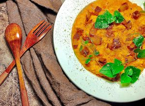 Hình của món Cơm Risotto & Súp Kem Bí Đỏ - Creamy Parmesan Pumskin Guanciale Risotto 🇮🇹.
