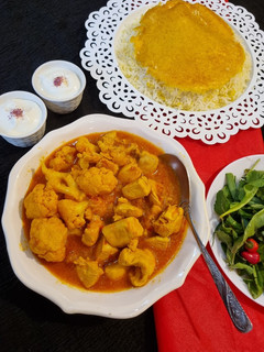 عکسی از دستور خورش گل کلم با مرغ