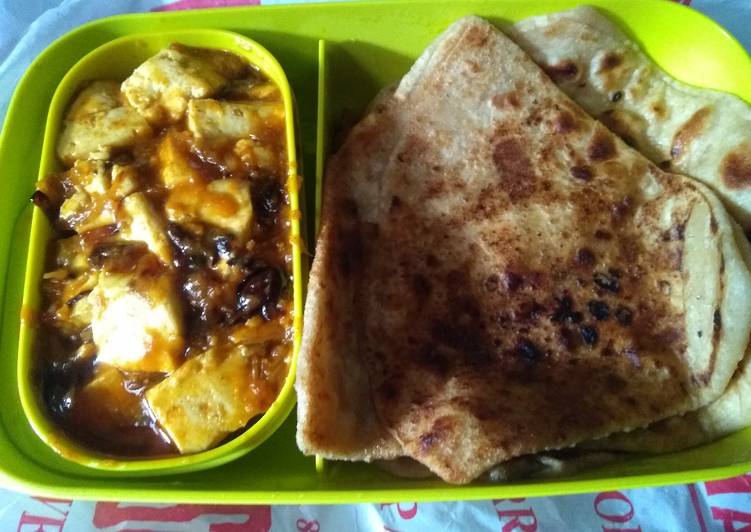 Recipe of Any-night-of-the-week Lunchbox – paneer fry  and paratha