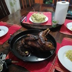A picture of #themechallenge roasted chicken and mukimo.