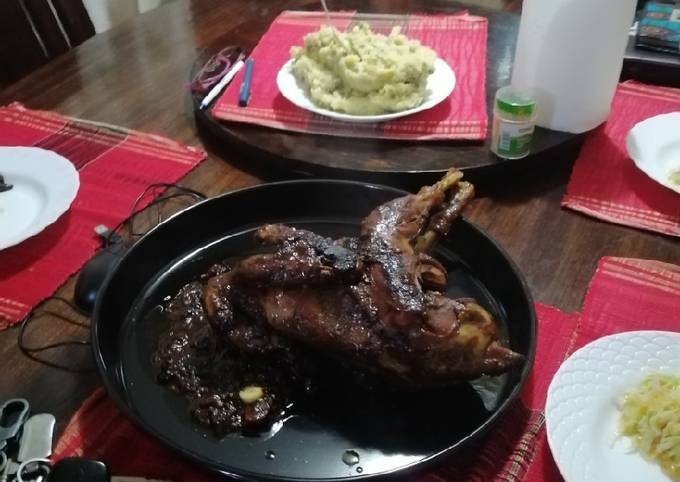 Recipe of Thomas Keller #themechallenge roasted chicken and mukimo