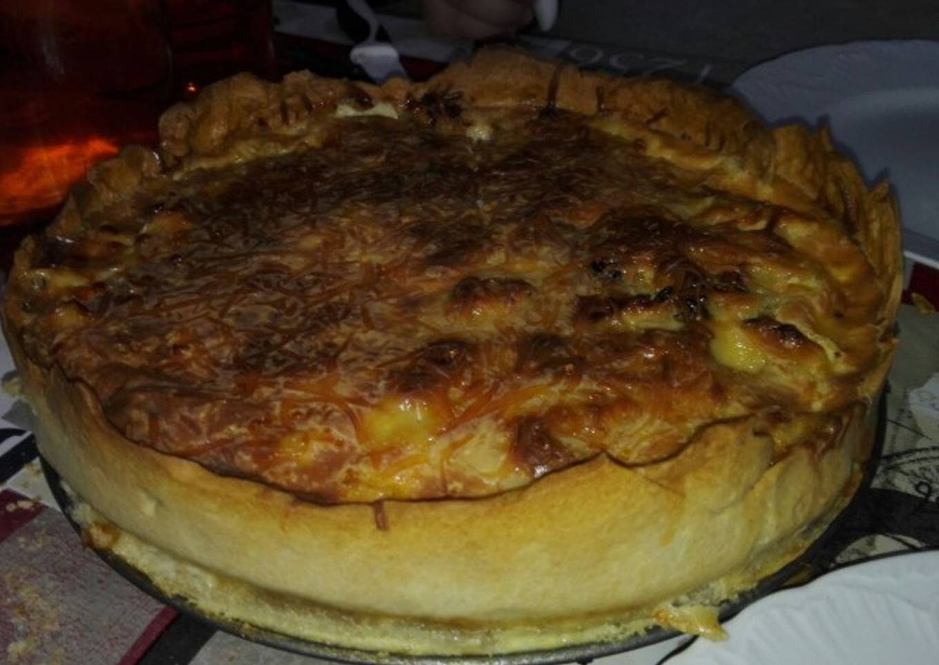 Quiche de pollo y jamón