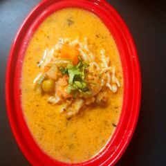 Red lentil coconut soup A picture of Red lentil coconut soup.