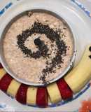 Desayuno completo y nutritivo para los chicos. Caracol! 🐌 Con fruta, avena y yogur