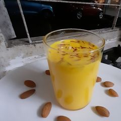 A picture of Saffron/kesar milk.