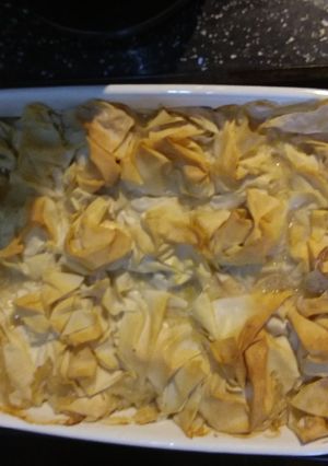 A picture of Chicken, Leek & Bacon Filo Pie.