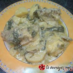 A picture of Lamb fricassee with egg-lemon sauce.
