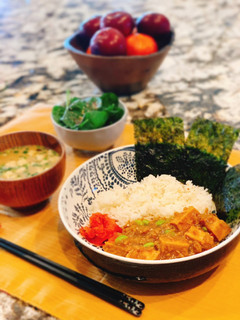 A picture of Deep-fried Tofu simmered with sweet soy sauce and plant-based ground meat.