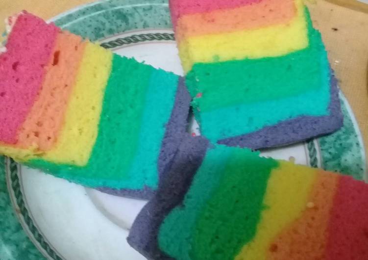 Cara buat Rainbow Cake Ekonomis ANTI GAGAL Sederhana dan Mudah Dibuat