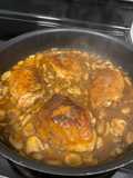 Beer braised chicken thighs