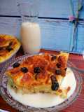 Banana Bread Pudding With Vanilla Sauce.