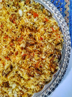 عکسی از دستور بادمجان پلو قزوینی