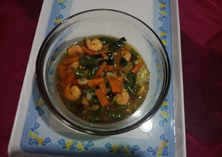 Tumis buncis,wortel,kol udang pedes manis