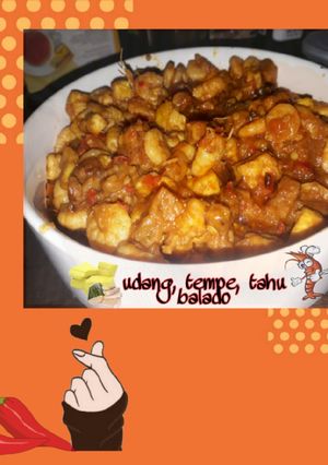 Foto resep Udang, tempe, tahu balado