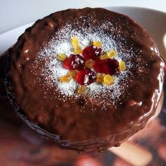 Spongy Wheat Flour Cake with homemade Chocolate Ganache A picture of Spongy Wheat Flour Cake with homemade Chocolate Ganache.