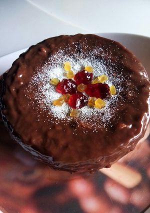 A picture of Spongy Wheat Flour Cake with homemade Chocolate Ganache.