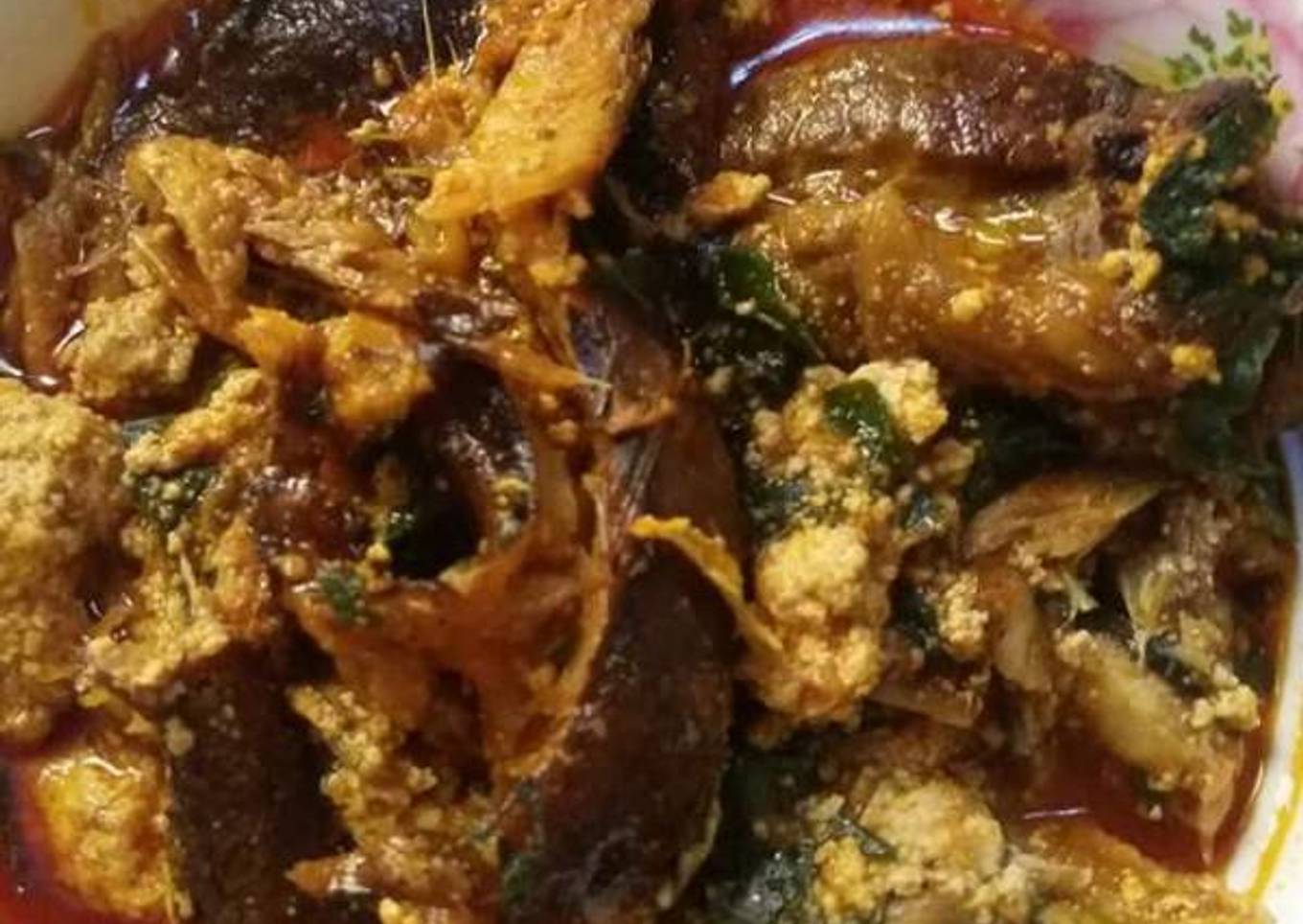 Egusi soup with smoked fish