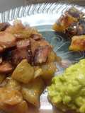 Salteado de Calabaza blanca con salchichas, platáno maduro y aguacate!!!