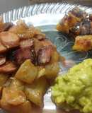 Salteado de Calabaza blanca con salchichas, platáno maduro y aguacate!!!