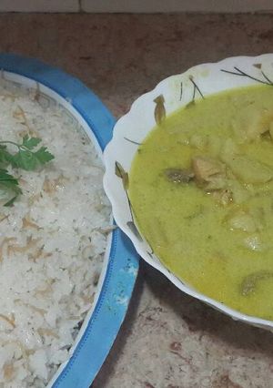 صورة لوصفة مكعبات البطاطا مع اللبن والدجاج والرز