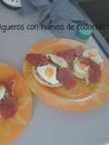 Cazuelitas de trigueros y huevo de codorniz