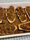 Beef, Spice, and Vegetable Stuffed Eggplants
