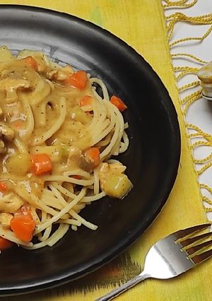 Foto resep Spaghetti with creamy curry sauce